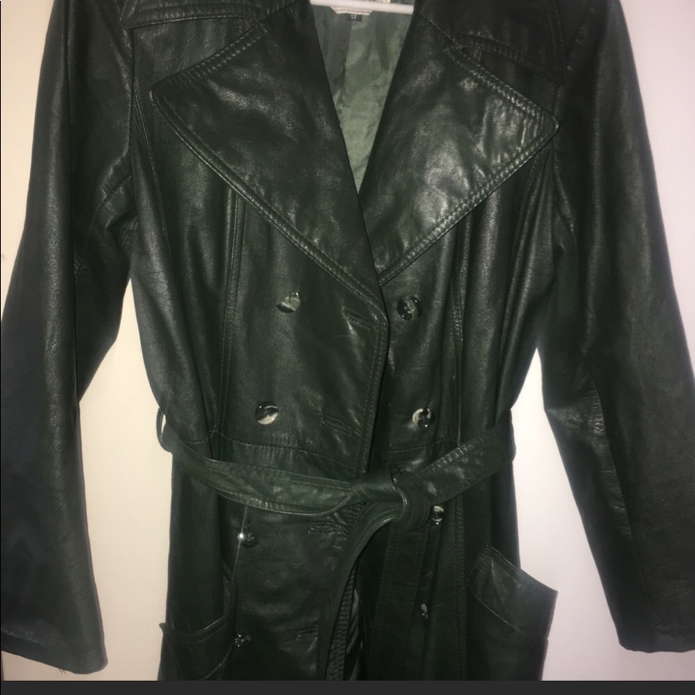 Wicken green leather trenchcoat